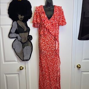 A New Day Red V-Neck Flutter Sleeve Maxi Dress